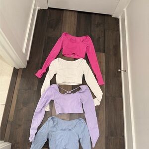 set of four long sleeve crop tops